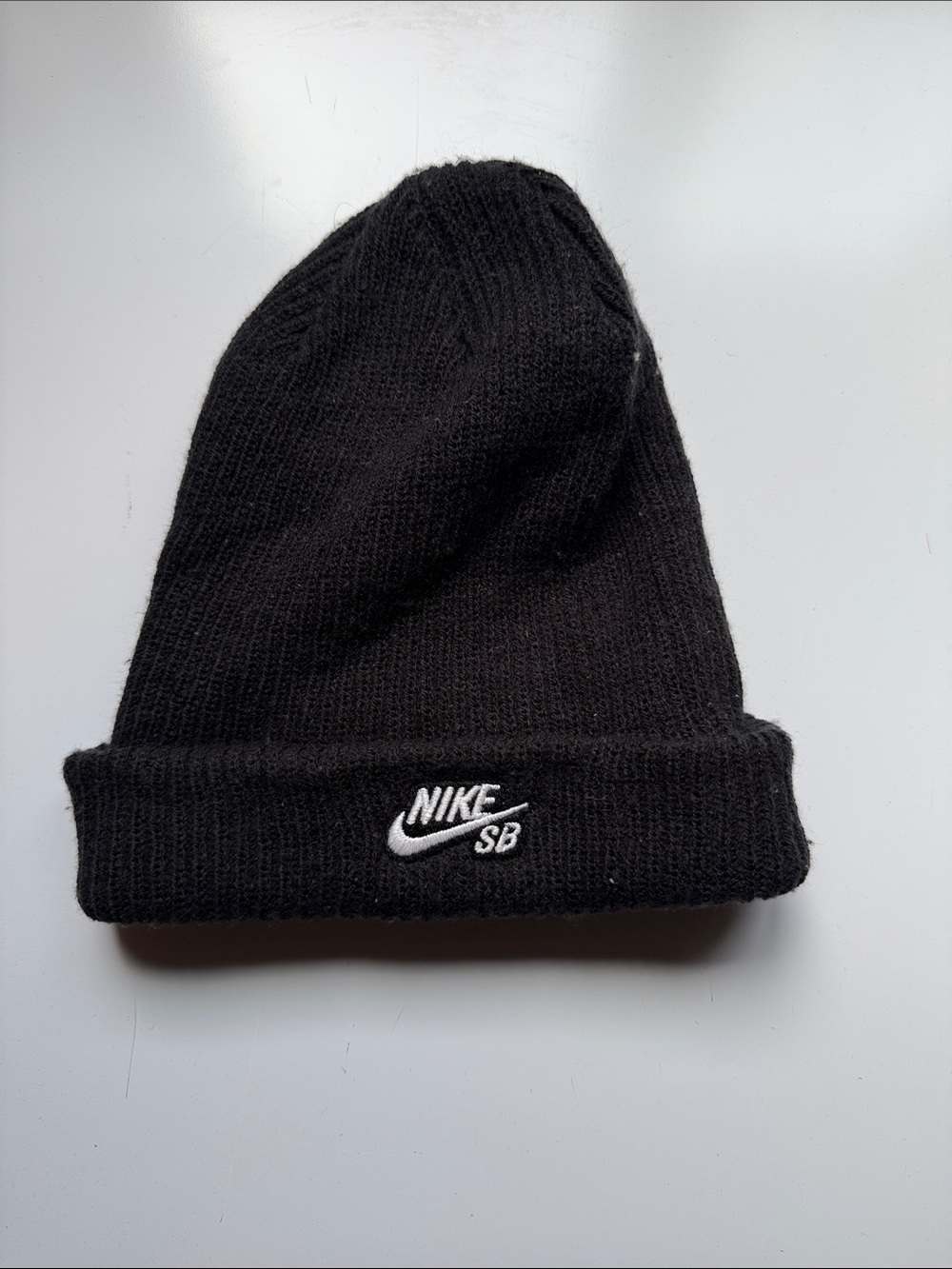 Nike Black Knit Cuffed Beanie with White Logo